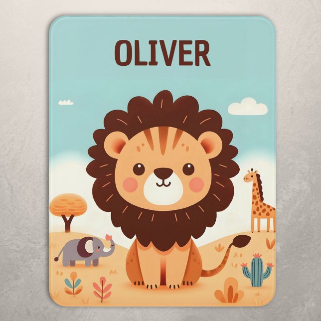 Cute Kawaii Lion in Savanna Personalized Door Sign (Creator Uploaded)