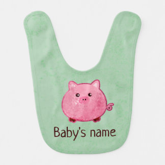 Cute kawaii little baby piglet, piggy bib