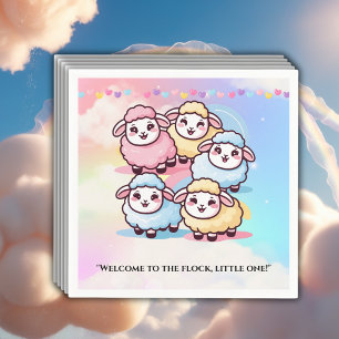 Cute Kawaii Little Lamb Baby Shower Napkins