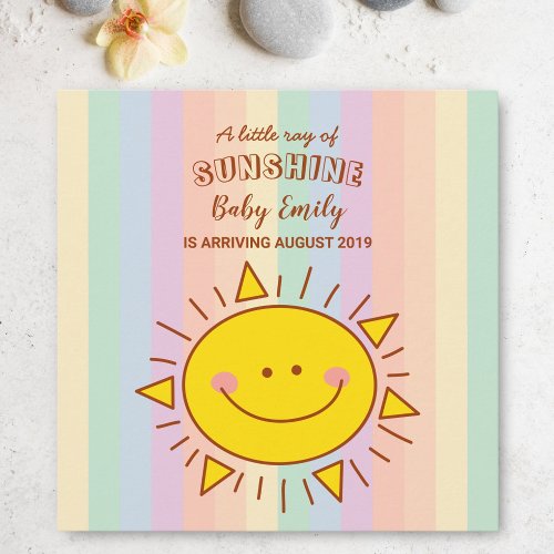 Cute Kawaii Little Rainbow Sunshine Baby Arrival Announcement