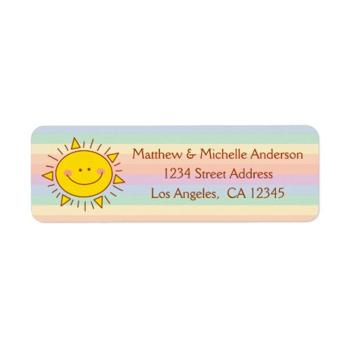 Cute Kawaii Little Rainbow Sunshine Doodle Label