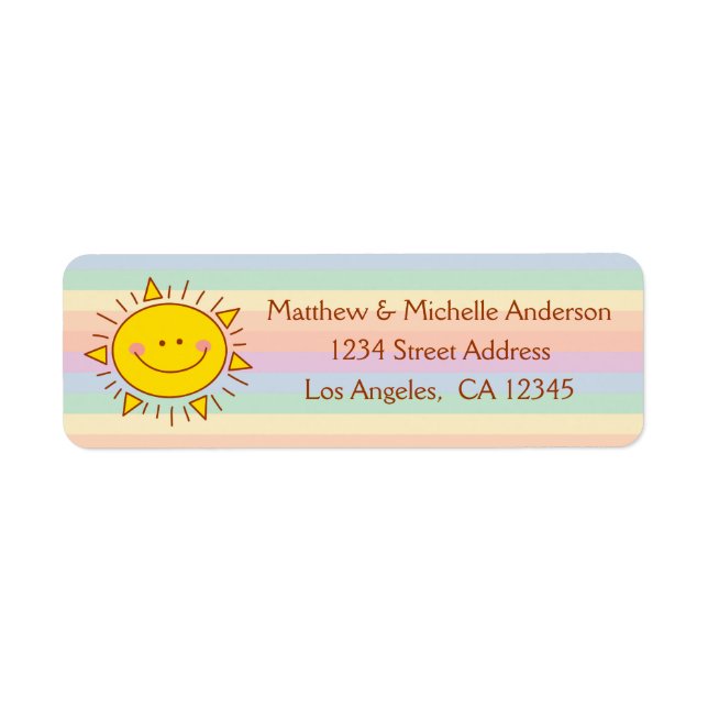 Cute Kawaii Little Rainbow Sunshine Doodle Label (Front)