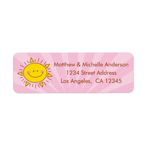 Cute Kawaii Little Ray of Sunshine Doodle Pink Label