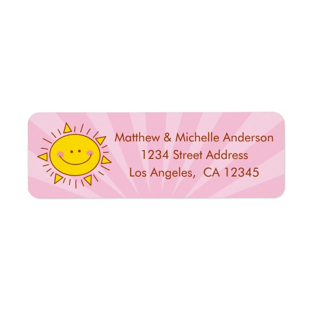 Cute Kawaii Little Ray of Sunshine Doodle Pink Label (Front)