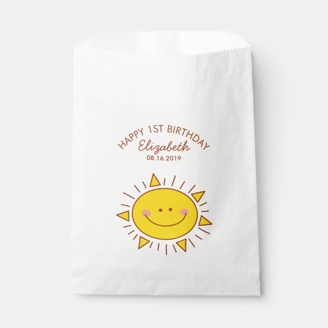 Cute Kawaii Little Sunshine Kids 1st Birthday Favor Bag (Front)