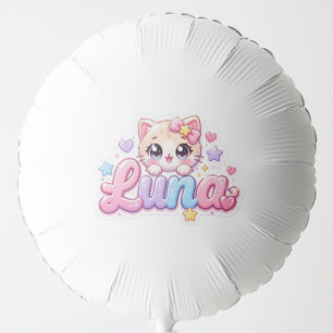 Cute Kawaii Luna Cat Name Pastel Pink Sparkling Ki Balloon