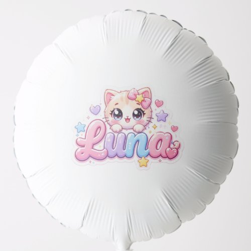 Cute Kawaii Luna Cat Name Pastel Pink Sparkling Ki Balloon