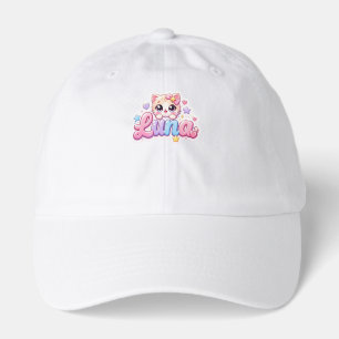 Cute Kawaii Luna Cat Name Pastel Pink Sparkling Ki Hat