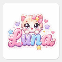 Cute Kawaii Luna Cat Name Pastel Pink Sparkling Ki
