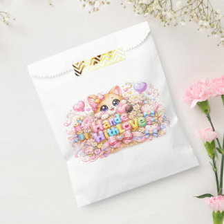 Cute Kawaii Made With Love Cat Name Pastel Pink Fl Favor Bag
