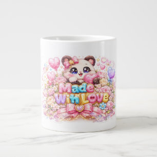 Cute Kawaii Made With Love Cat Name Pastel Pink Fl Giant Coffee Mug