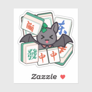 Cute Kawaii Mahjong Bat Gamer Sticker