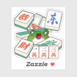 Cute Kawaii Mahjong Frog Gamer Sticker