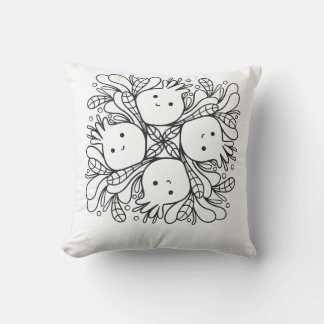 Cute Kawaii Mandala Throw Pillow