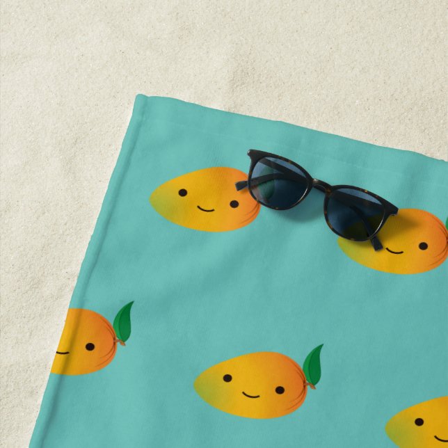 Cute Kawaii Mango Pattern Beach Towel (In Situ)