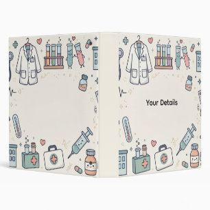Cute Kawaii Medical Doodles 3 Ring Binder