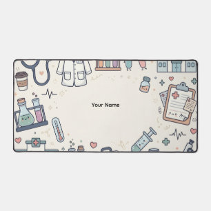 Cute Kawaii Medical Doodles Desk Mat