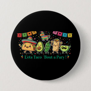Cute Kawaii Mexican Food Party - Taco Burrito Avoc Button