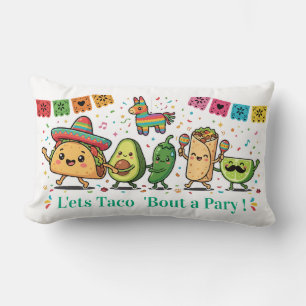Cute Kawaii Mexican Food Party - Taco Burrito Avoc Lumbar Pillow