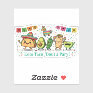 Cute Kawaii Mexican Food Party - Taco Burrito Avoc Sticker
