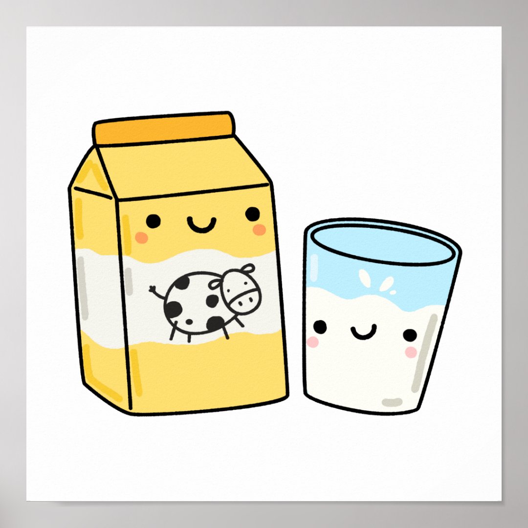 Cute Kawaii Milk Poster | Zazzle