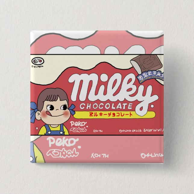 Cute kawaii Milky Peko pin badge (Front)