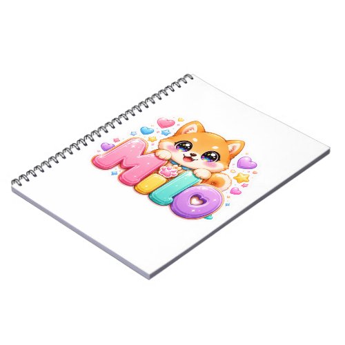 Cute Kawaii Milo Dog Name Pastel Pink Sparkling Pu Notebook