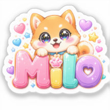 Cute Kawaii Milo Dog Name Pastel Pink Sparkling Pu