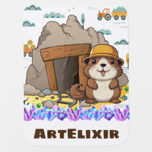 Cute Kawaii Miner Animal Gopher Modern Print Baby Blanket