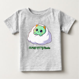 Cute Kawaii Mint Kitten in Cloud Baby T-Shirt