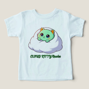 Cute Kawaii Mint Kitten in Cloud Toddler T-shirt
