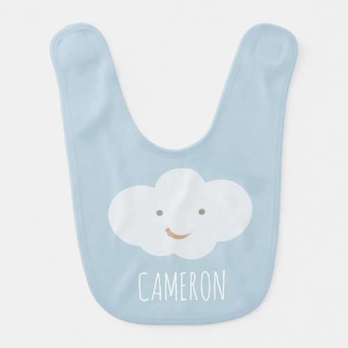 Cute kawaii modern cloud illustration with name baby bib