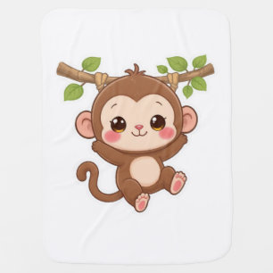 Cute Kawaii Monkey Baby Blanket
