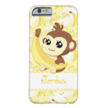 Cute Kawaii Monkey Holding Banana Barely There Iphone 6 Case at Zazzle