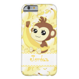 Cute Kawaii monkey holding banana Barely There iPhone 6 Case