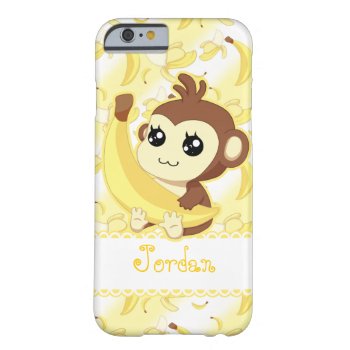 Cute Kawaii Monkey Holding Banana Barely There Iphone 6 Case by DiaSuuArt at Zazzle