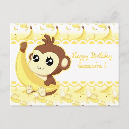 Cute Kawaii Monkey Holding Banana Postcard