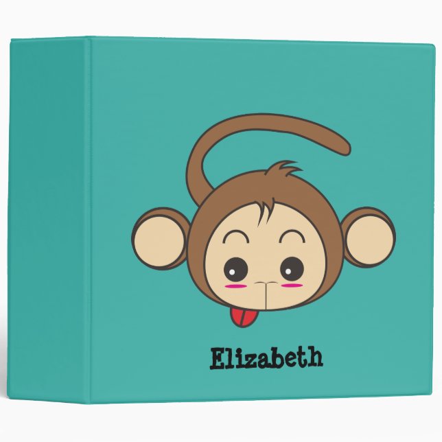 Cute Kawaii Monkey Illustration Binder (Front/Spine)