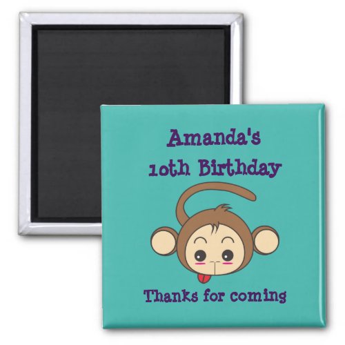 Cute Kawaii Monkey Illustration Birthday Magnet