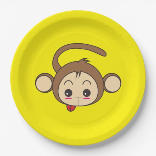 Cute Kawaii Monkey Illustration Paper Plates