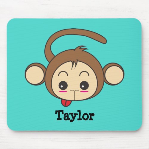 Cute Kawaii Monkey Illustration Personalized Mouse Pad