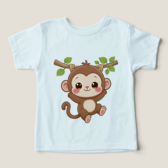 Cute Kawaii Monkey Toddler T-shirt (Design Front)