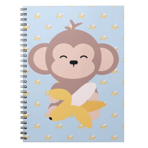 Cute Kawaii Monkey with Banana Notebook