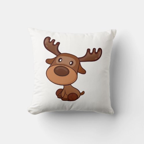 Cute Kawaii Moose Elk Deer Funny Alaska Moose ak Throw Pillow