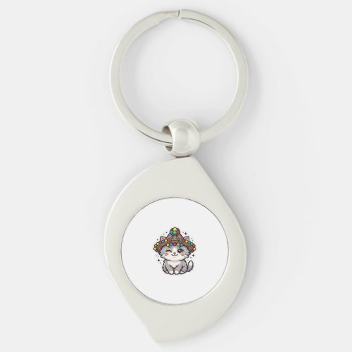 Cute Kawaii Moroccan Amazigh Cat Woven Hat Pom-Pom Keychain