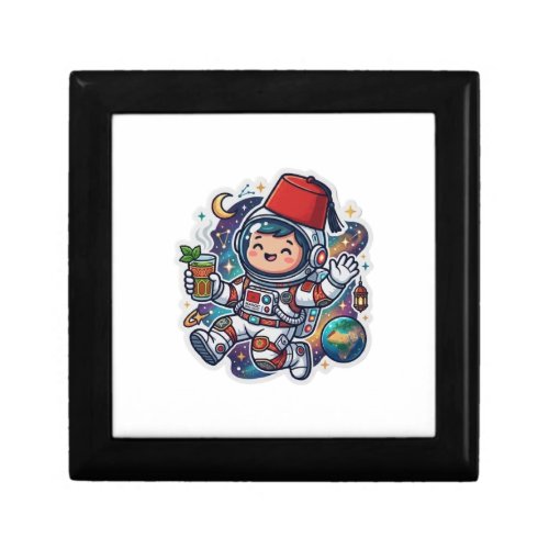 Cute Kawaii Moroccan Astronaut Mint Tea FezSticker Gift Box