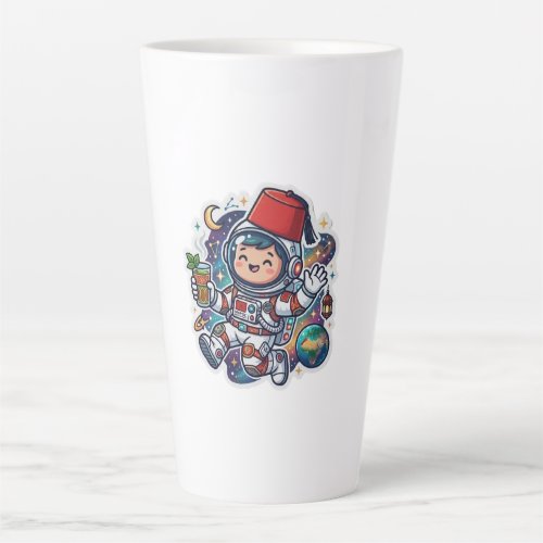 Cute Kawaii Moroccan Astronaut Mint Tea FezSticker Latte Mug