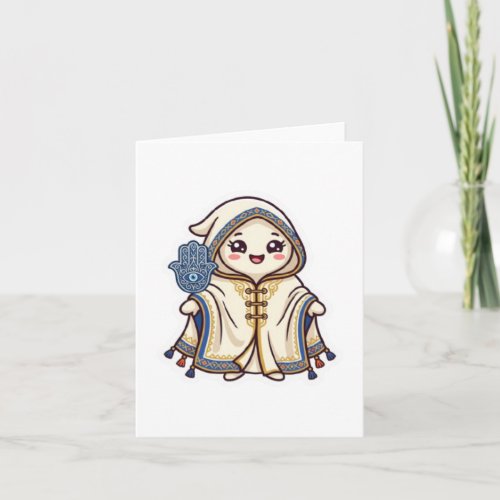 Cute Kawaii Moroccan Barnous Cloak and Khamsa Hand Card