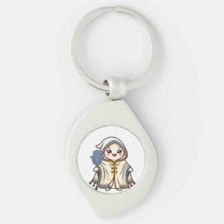 Cute Kawaii Moroccan Barnous Cloak and Khamsa Hand Keychain