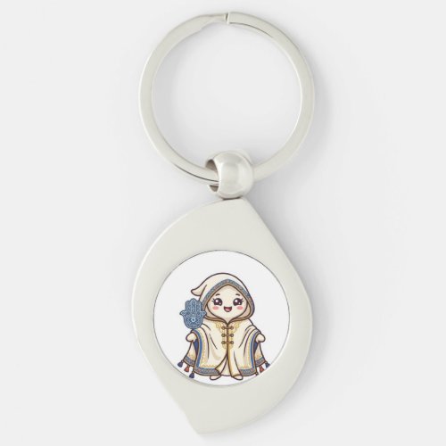 Cute Kawaii Moroccan Barnous Cloak and Khamsa Hand Keychain